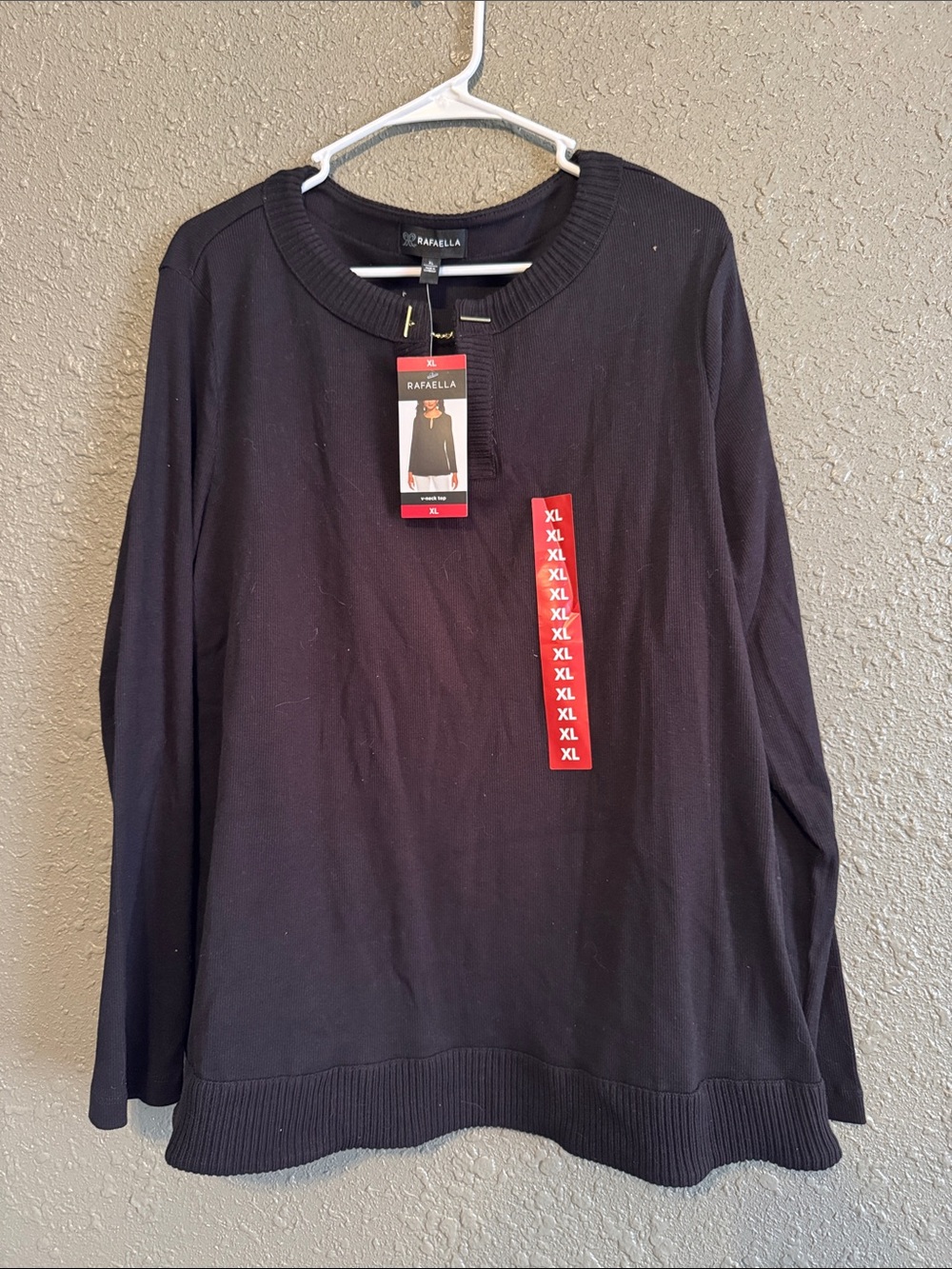 Rafaella Black Long-Sleeve Crewneck Sweater